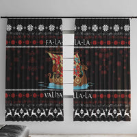 Vikings Christmas Window Curtain Santa Warrior on The Viking Ship with Xmas and Snowflake Pattern - Wonder Print Shop