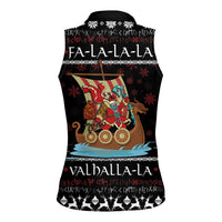 Vikings Christmas Women Sleeveless Polo Shirt Santa Warrior on The Viking Ship with Xmas and Snowflake Pattern - Wonder Print Shop