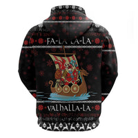 Vikings Christmas Zip Hoodie Santa Warrior on The Viking Ship with Xmas and Snowflake Pattern - Wonder Print Shop