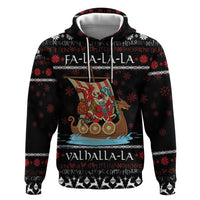 Vikings Christmas Zip Hoodie Santa Warrior on The Viking Ship with Xmas and Snowflake Pattern - Wonder Print Shop