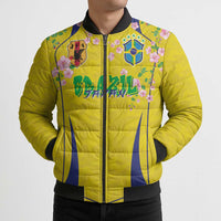 Custom Brazil Mashup Japan Football Cultural Bomber Puffer Jacket - Wonder Print Shop