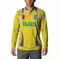 Custom Brazil Mashup Japan Football Cultural Button Sweatshirt - Wonder Print Shop