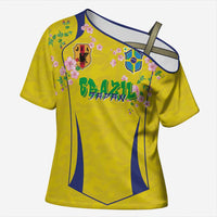 Custom Brazil Mashup Japan Football Cultural Cross Shoulder Shirt - Wonder Print Shop