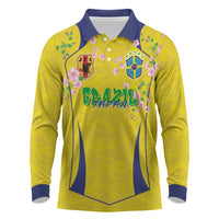 Custom Brazil Mashup Japan Football Cultural Long Sleeve Polo Shirt - Wonder Print Shop