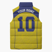 Custom Brazil Mashup Japan Football Cultural Sleeveless Puffer Jacket - Wonder Print Shop