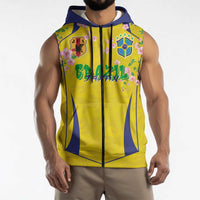 Custom Brazil Mashup Japan Football Cultural Sleeveless Zip Hoodie - Wonder Print Shop