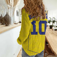 Custom Brazil Mashup Japan Football Cultural Women Casual Shirt - Wonder Print Shop