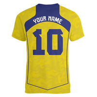 Custom Brazil Mashup Japan Football Cultural Women V-Neck T-Shirt - Wonder Print Shop