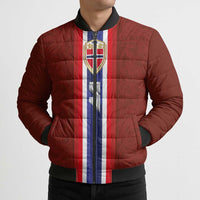 Custom Norwegian Football Bomber Puffer Jacket Norse Inspired Red Color - Wonder Print Shop