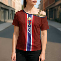 Custom Norwegian Football Cross Shoulder Shirt Norse Inspired Red Color - Wonder Print Shop