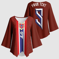 Custom Norwegian Football Kimono Sleeve Blouse Norse Inspired Red Color - Wonder Print Shop