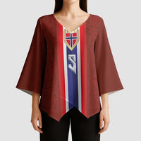 Custom Norwegian Football Kimono Sleeve Blouse Norse Inspired Red Color - Wonder Print Shop