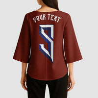 Custom Norwegian Football Kimono Sleeve Blouse Norse Inspired Red Color - Wonder Print Shop