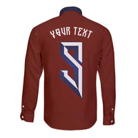 Custom Norwegian Football Long Sleeve Button Shirt Norse Inspired Red Color - Wonder Print Shop