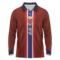 Custom Norwegian Football Long Sleeve Polo Shirt Norse Inspired Red Color - Wonder Print Shop