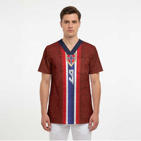 Custom Norwegian Football Scrub Top Norse Inspired Red Color - Wonder Print Shop