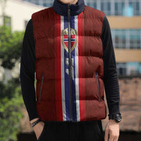 Custom Norwegian Football Sleeveless Puffer Jacket Norse Inspired Red Color - Wonder Print Shop