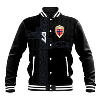Custom Norwegian Football Baseball Jacket Norse Inspired Black Color - Wonder Print Shop