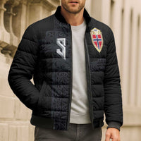 Custom Norwegian Football Bomber Puffer Jacket Norse Inspired Black Color - Wonder Print Shop