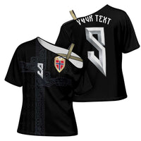 Custom Norwegian Football Cross Shoulder Shirt Norse Inspired Black Color - Wonder Print Shop