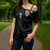 Custom Norwegian Football Cross Shoulder Shirt Norse Inspired Black Color - Wonder Print Shop