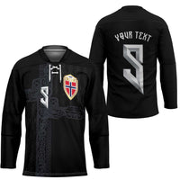 Custom Norwegian Football Hockey Jersey Norse Inspired Black Color - Wonder Print Shop