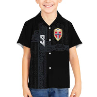 Custom Norwegian Football Kid Hawaiian Shirt Norse Inspired Black Color - Wonder Print Shop