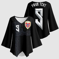 Custom Norwegian Football Kimono Sleeve Blouse Norse Inspired Black Color - Wonder Print Shop
