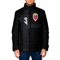 Custom Norwegian Football Padded Jacket Norse Inspired Black Color - Wonder Print Shop