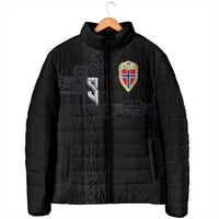 Custom Norwegian Football Padded Jacket Norse Inspired Black Color - Wonder Print Shop