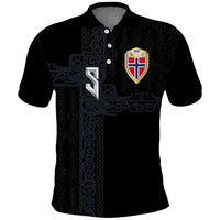 Custom Norwegian Football Polo Shirt Norse Inspired Black Color - Wonder Print Shop