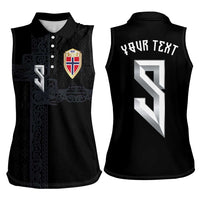 Custom Norwegian Football Women Sleeveless Polo Shirt Norse Inspired Black Color - Wonder Print Shop