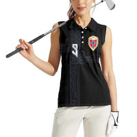 Custom Norwegian Football Women Sleeveless Polo Shirt Norse Inspired Black Color - Wonder Print Shop