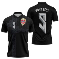 Custom Norwegian Football Zipper Polo Shirt Norse Inspired Black Color - Wonder Print Shop