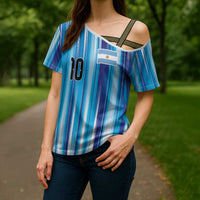 Custom Argentina Football Cross Shoulder Shirt La Albiceleste 2026 - Wonder Print Shop
