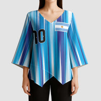Custom Argentina Football Kimono Sleeve Blouse La Albiceleste 2026 - Wonder Print Shop
