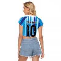 Custom Argentina Football Raglan Cropped T Shirt La Albiceleste 2026 - Wonder Print Shop