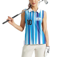 Custom Argentina Football Women Sleeveless Polo Shirt La Albiceleste 2026 - Wonder Print Shop
