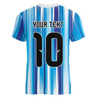 Custom Argentina Football Women V-Neck T-Shirt La Albiceleste 2026 - Wonder Print Shop