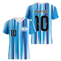 Custom Argentina Football Women V-Neck T-Shirt La Albiceleste 2026 - Wonder Print Shop