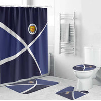 Scotland Football Bathroom Set Tartan Patchwork Pattern Scottish Saltire Flag Style