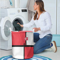 Denmark Football Laundry Basket White Grunge Line and Rune Inspired Sporty Style
