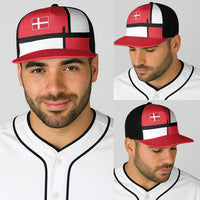 Denmark Football Baseball Net Cap White Grunge Line and Rune Inspired Sporty Style