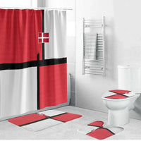 Denmark Football Bathroom Set White Grunge Line and Rune Inspired Sporty Style