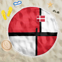 Denmark Football Beach Blanket White Grunge Line and Rune Inspired Sporty Style
