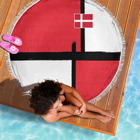 Denmark Football Beach Blanket White Grunge Line and Rune Inspired Sporty Style