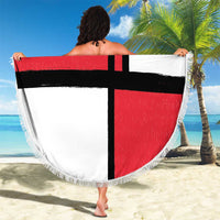 Denmark Football Beach Blanket White Grunge Line and Rune Inspired Sporty Style