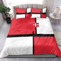 Denmark Football Bedding Set White Grunge Line and Rune Inspired Sporty Style