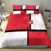 Denmark Football Bedding Set White Grunge Line and Rune Inspired Sporty Style