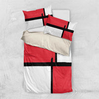 Denmark Football Bedding Set White Grunge Line and Rune Inspired Sporty Style